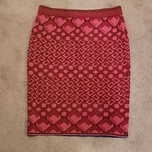 NWT Diane Von Furstenberg pink geometric knit skirt